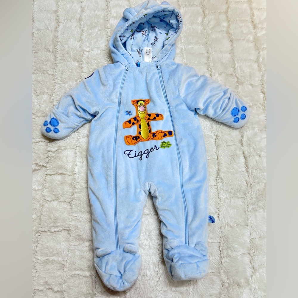 Disney Baby Blue Tigger Baby Bunting‎ Onesie Snow Suit Size 3M